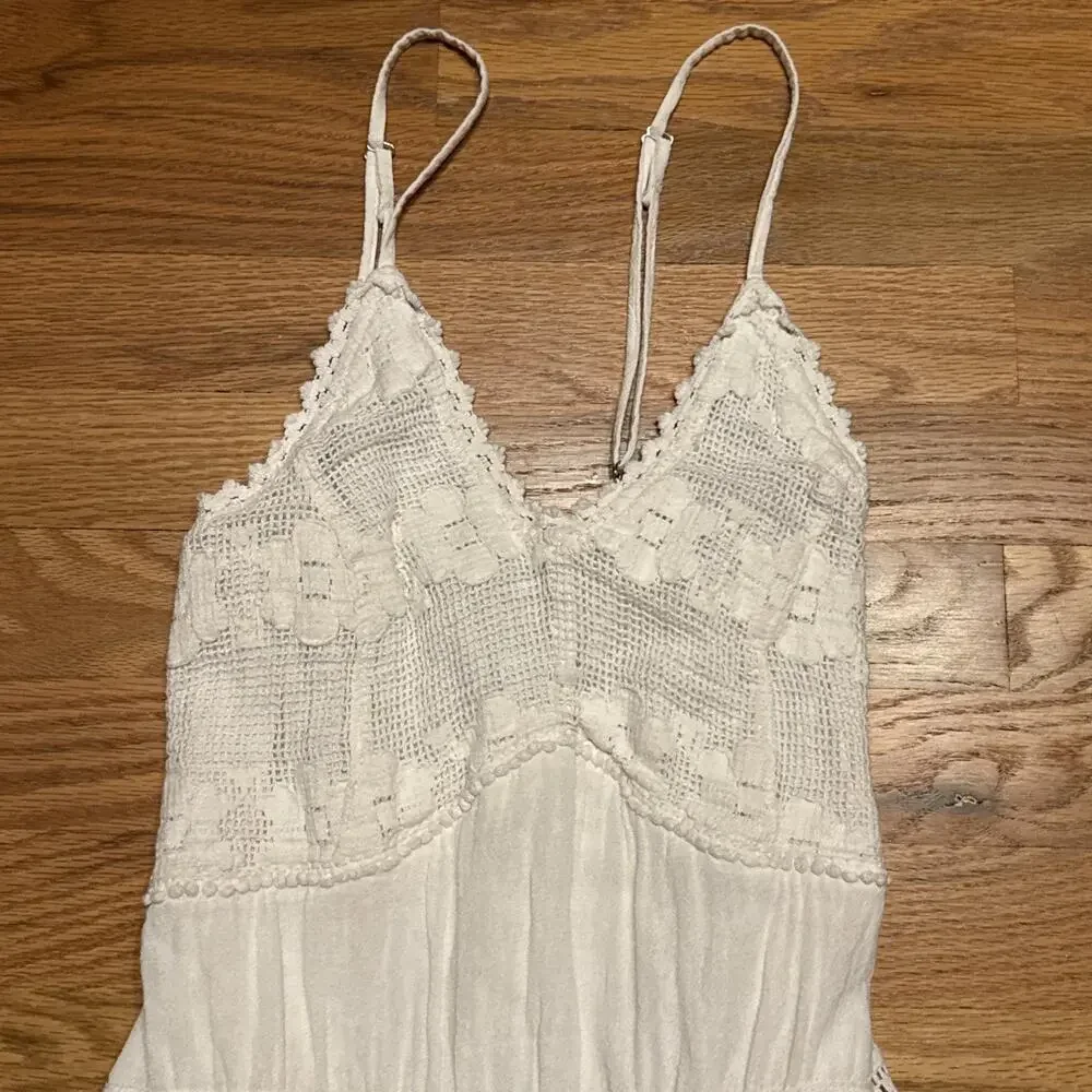 Scully Women's Cantina Spaghetti Strap Short Dress White Lace Boho Western SMALL - Picture 4 of 12